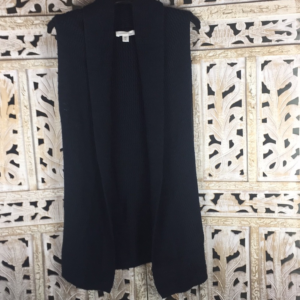 Coldwater Creek Cotton Knit Long Open Sweater Vest